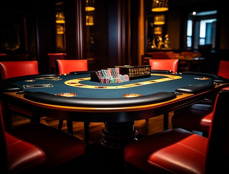 Meja Live Baccarat dengan dealer profesional di studio jagoanneon yang dilengkapi kamera multi-sudut